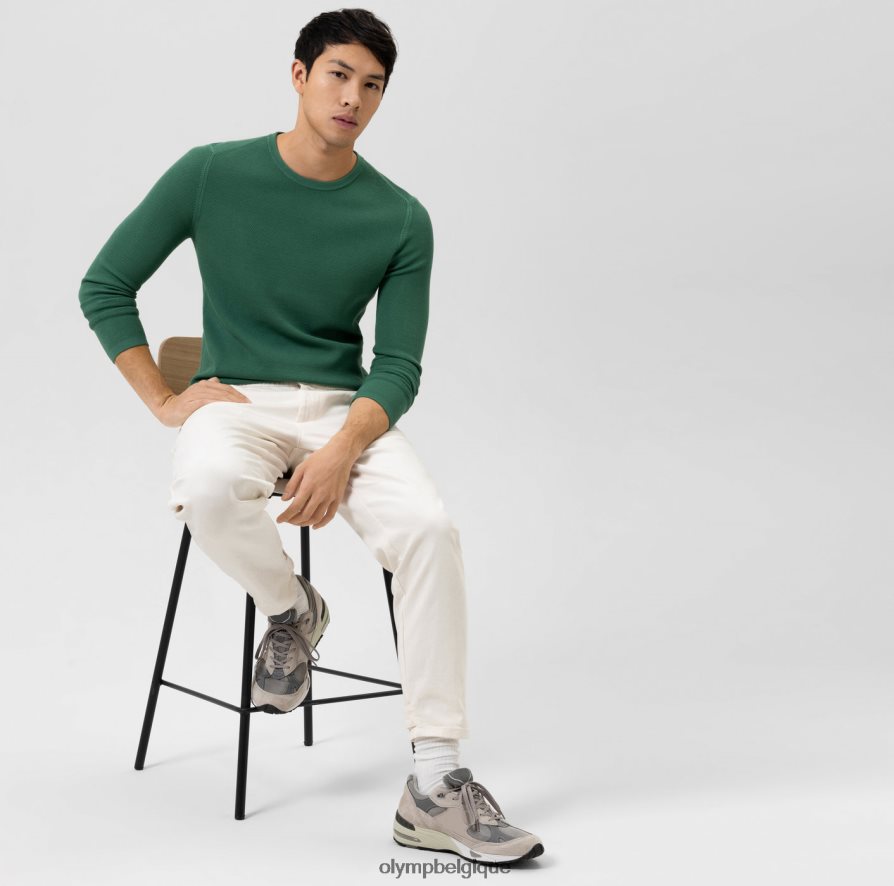 OLYMP FL8P6V1834 vêtements niveau cinq tricots body fit, pull col rond, vert