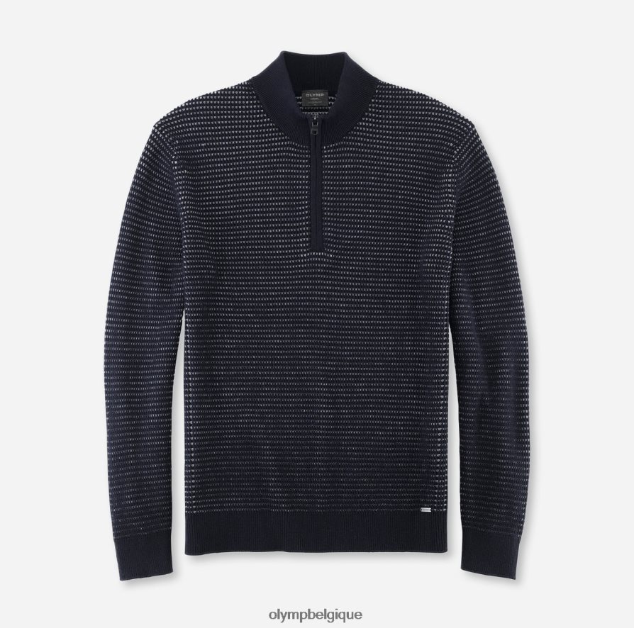 OLYMP FL8P6V1837 vêtements tricots coupe moderne, veste pull-over zippée, marine