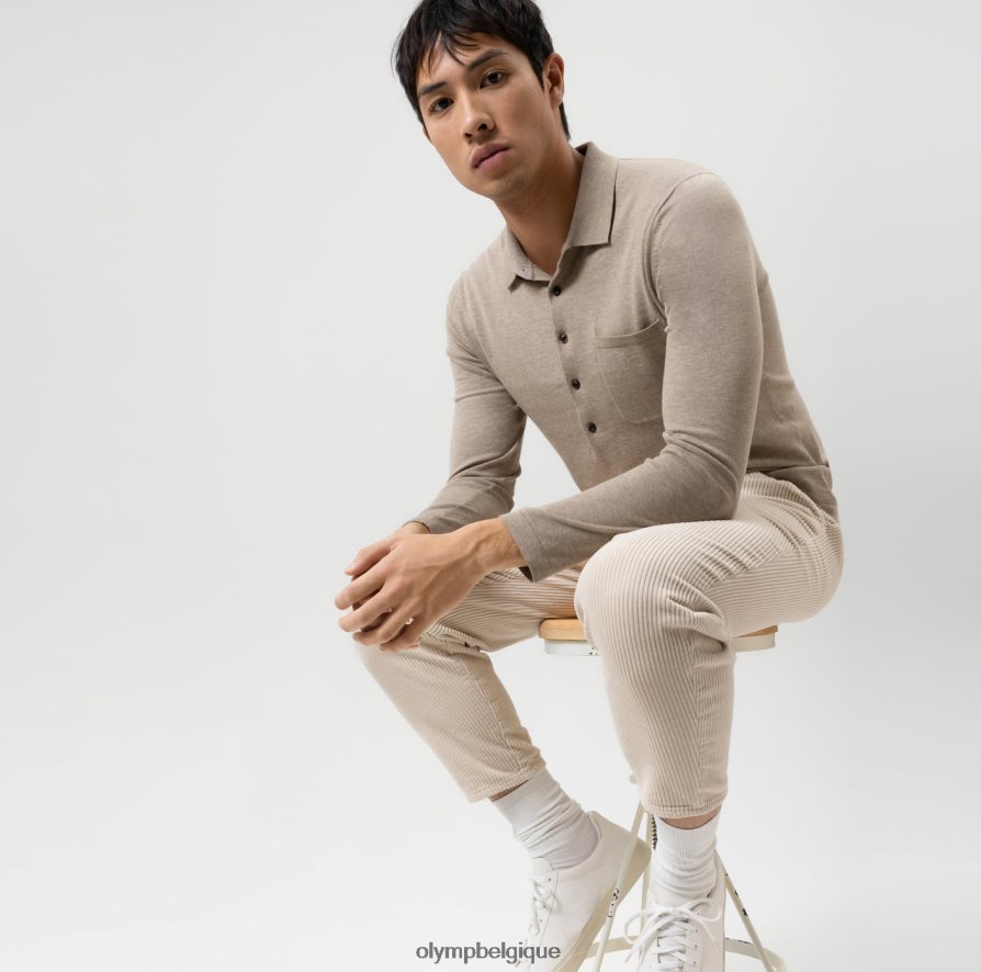 OLYMP FL8P6V1845 vêtements tricot niveau cinq body fit, col polo, camel