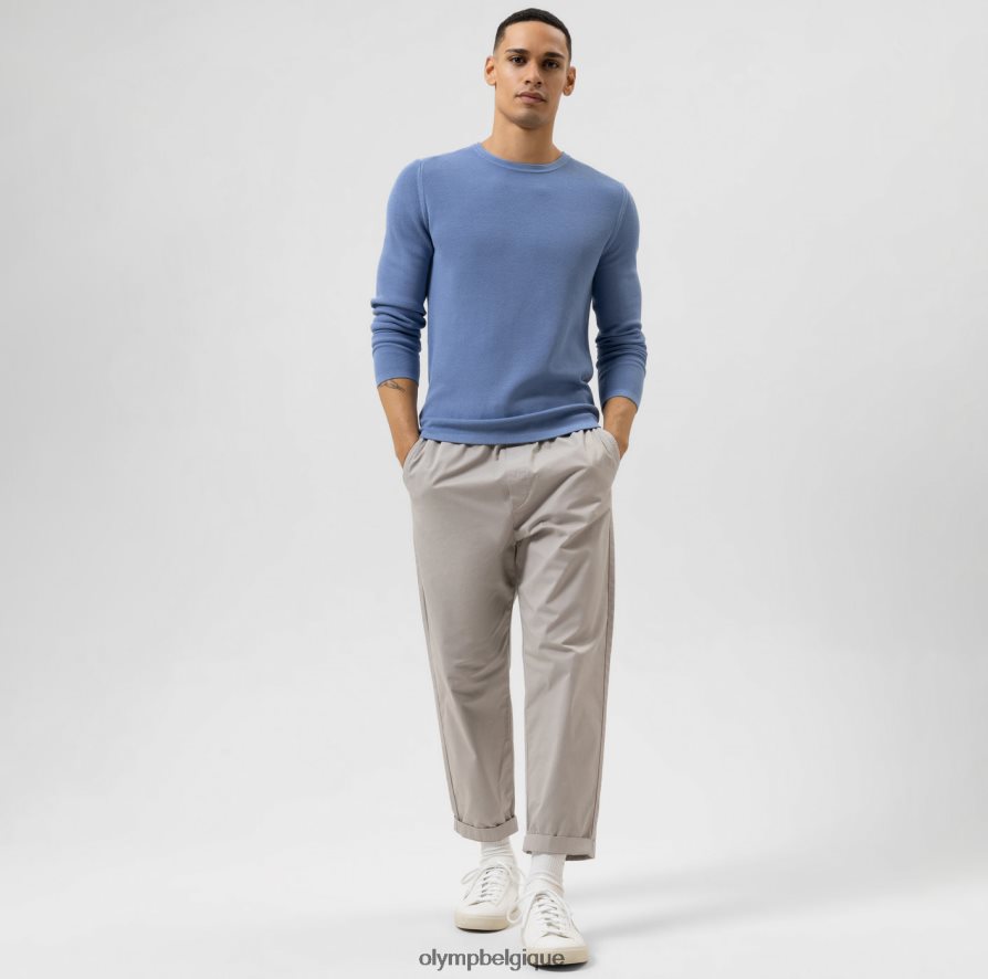 OLYMP FL8P6V1851 vêtements niveau cinq tricot body fit, pull col rond, ciel