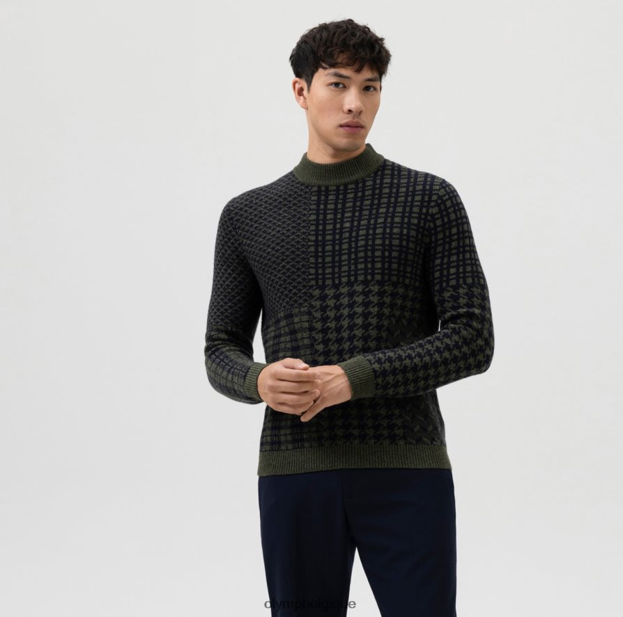 OLYMP FL8P6V1858 vêtements niveau cinq tricots body fit, pull col montant, olive