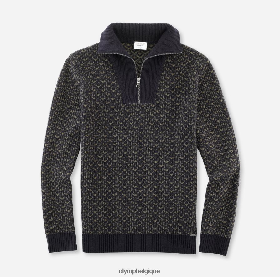 OLYMP FL8P6V1873 vêtements niveau cinq tricots body fit, pull veste zippée, marine