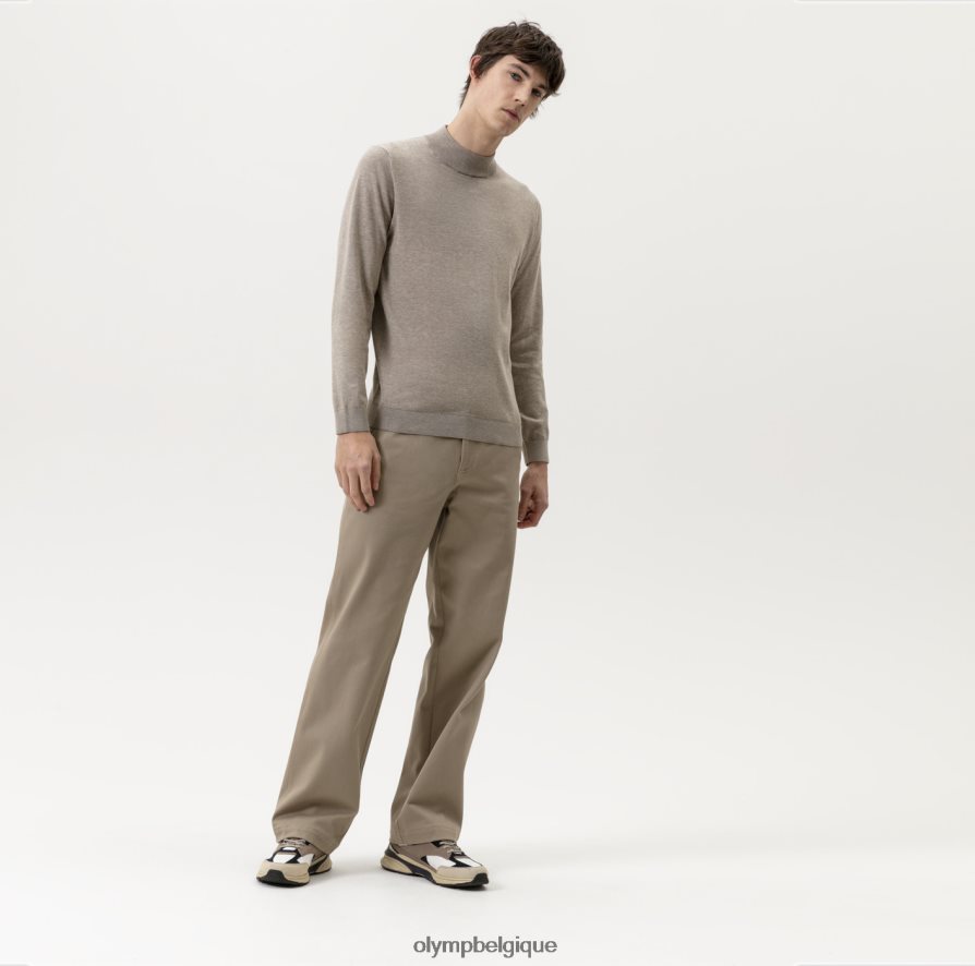 OLYMP FL8P6V1878 vêtements tricot niveau cinq body fit, pull col montant, camel