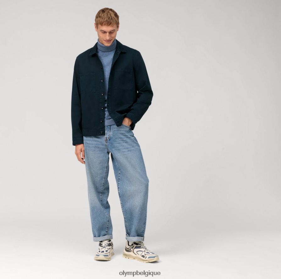 OLYMP FL8P6V1886 vêtements col roulé en tricot décontracté, bleu fumée