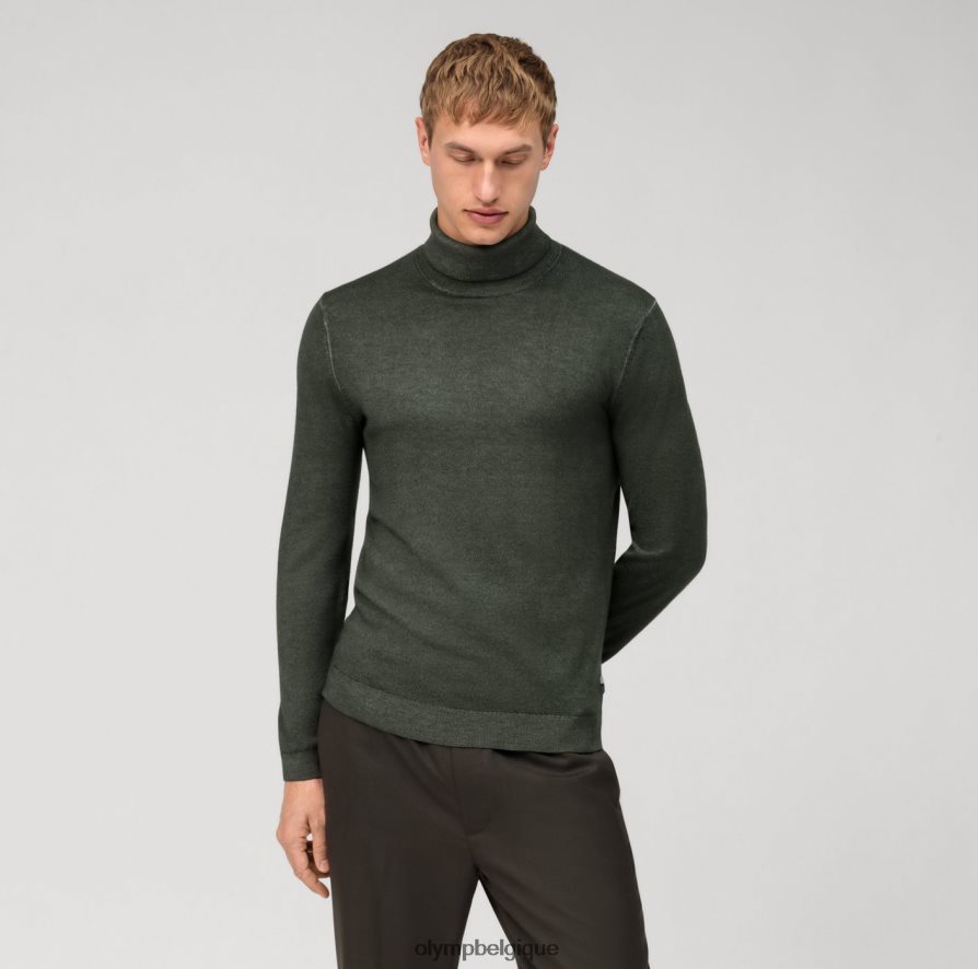 OLYMP FL8P6V1888 vêtements col roulé en tricot décontracté, gris vert