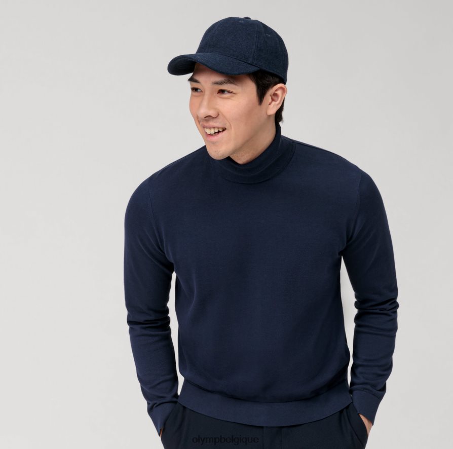 OLYMP FL8P6V1895 vêtements col roulé en tricot décontracté, marine