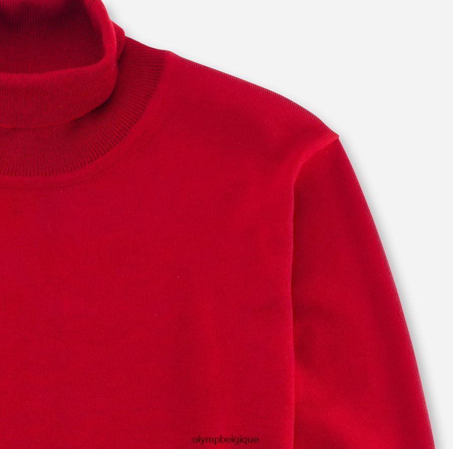 OLYMP FL8P6V1898 vêtements col roulé en tricot décontracté, rouge