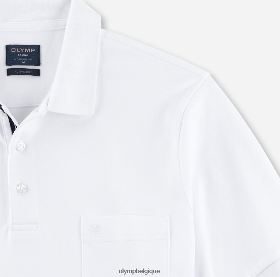 OLYMP FL8P6V2076 vêtements coupe moderne et décontractée, polo, blanc