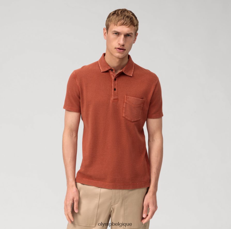 OLYMP FL8P6V2116 vêtements polo en jersey décontracté, marron