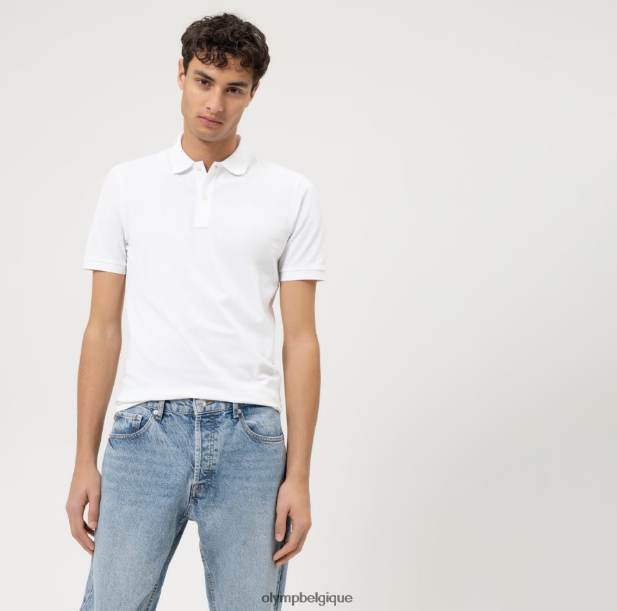 OLYMP FL8P6V2166 vêtements niveau cinq body fit décontracté, polo, blanc