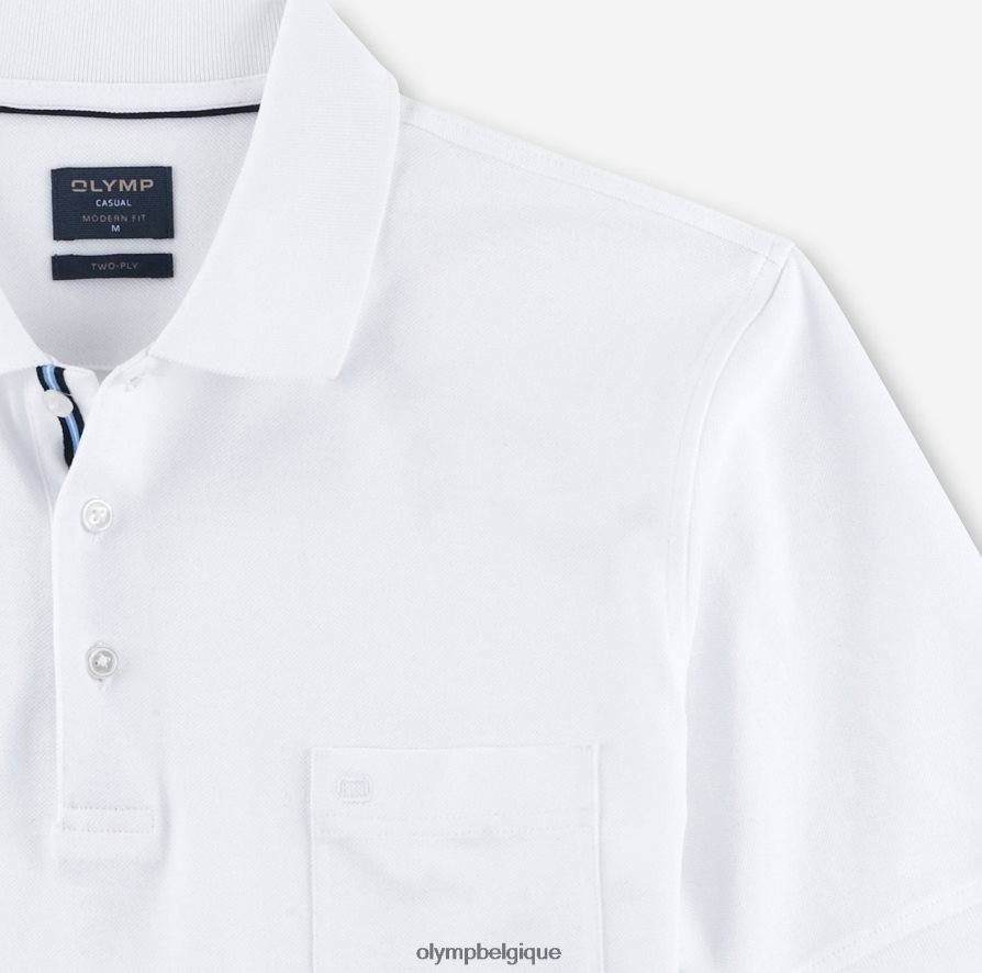 OLYMP FL8P6V2169 vêtements coupe moderne et décontractée, polo, blanc