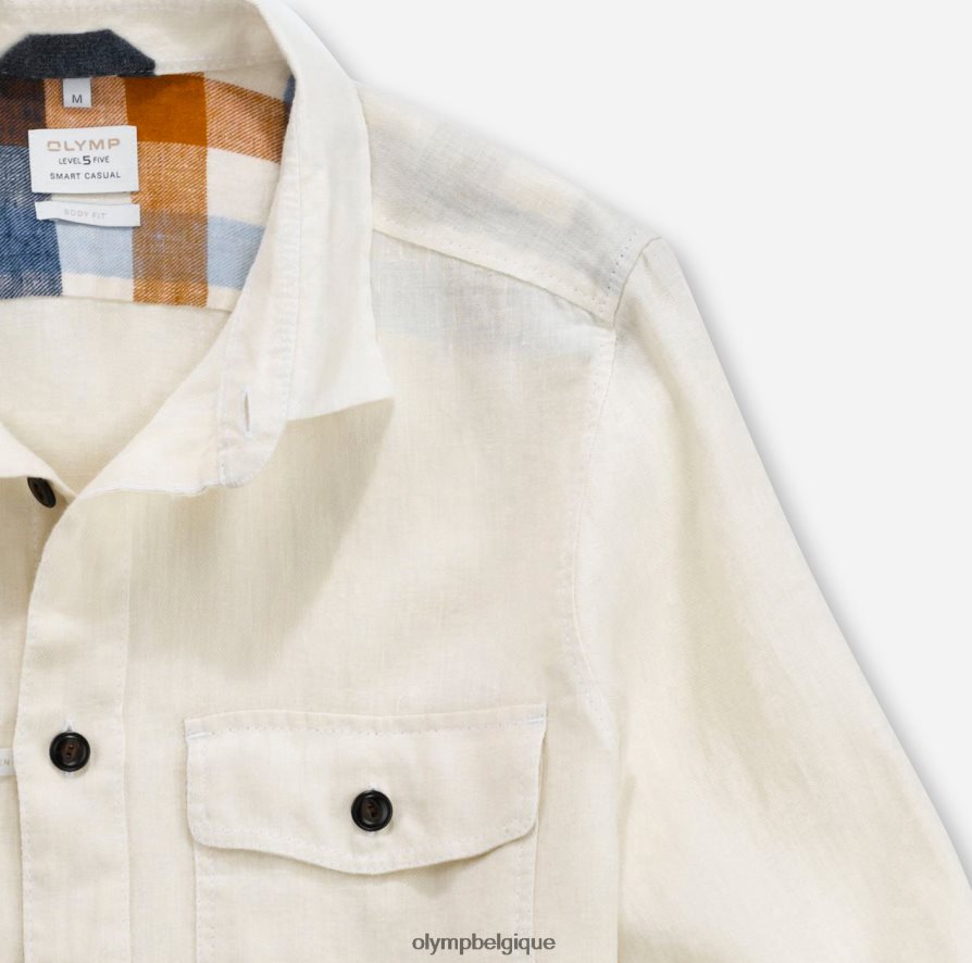 OLYMP FL8P6V1950 vêtements surchemise décontractée intelligente de niveau cinq, chemise décontractée, kent, blanc cassé