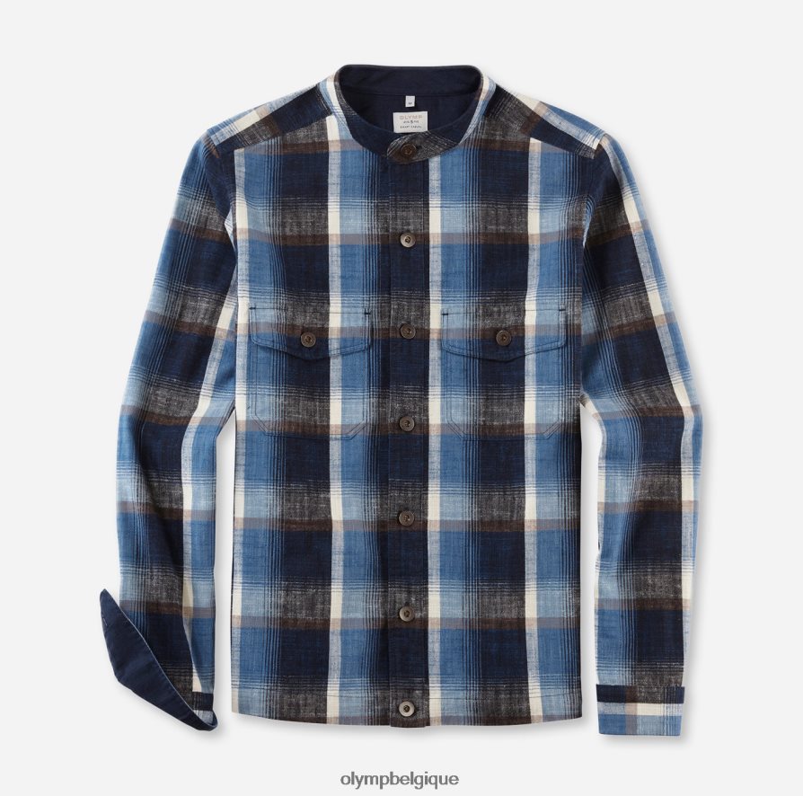 OLYMP FL8P6V1952 vêtements surchemise décontractée intelligente de niveau cinq, chemise décontractée, col montant, marron