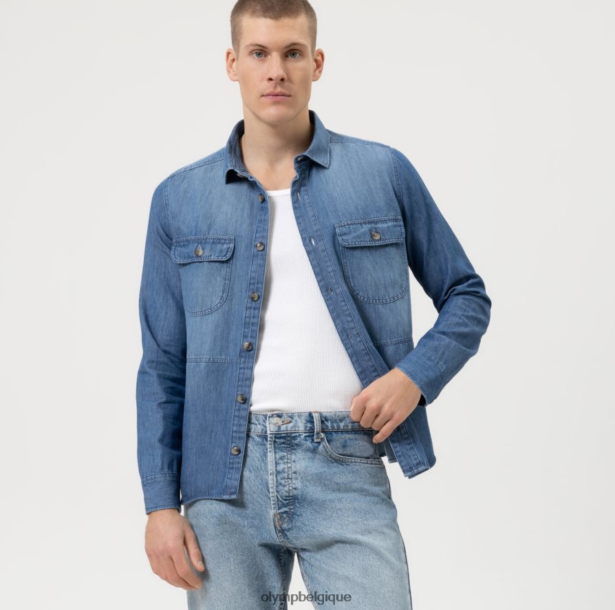 OLYMP FL8P6V1953 vêtements surchemise décontractée, chemise décontractée, kent, indigo