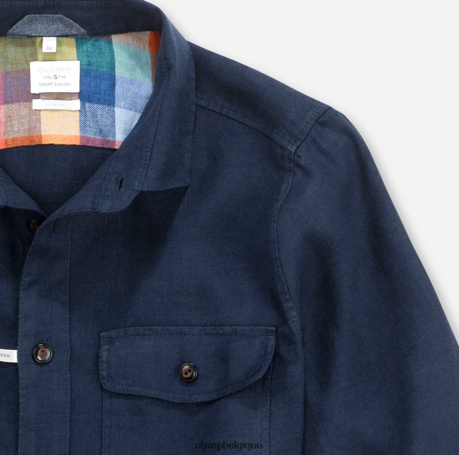 OLYMP FL8P6V1956 vêtements surchemise décontractée intelligente de niveau cinq, chemise décontractée, kent, bleu nuit