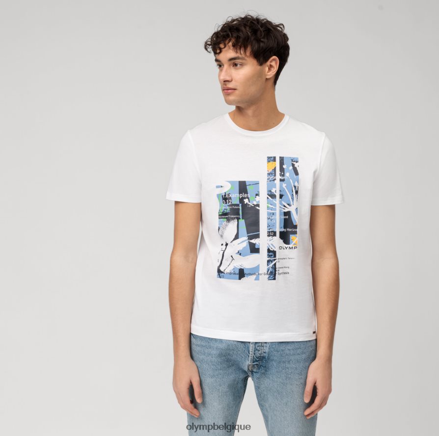 OLYMP FL8P6V1990 vêtements niveau cinq, coupe corporelle décontractée, t-shirt, blanc