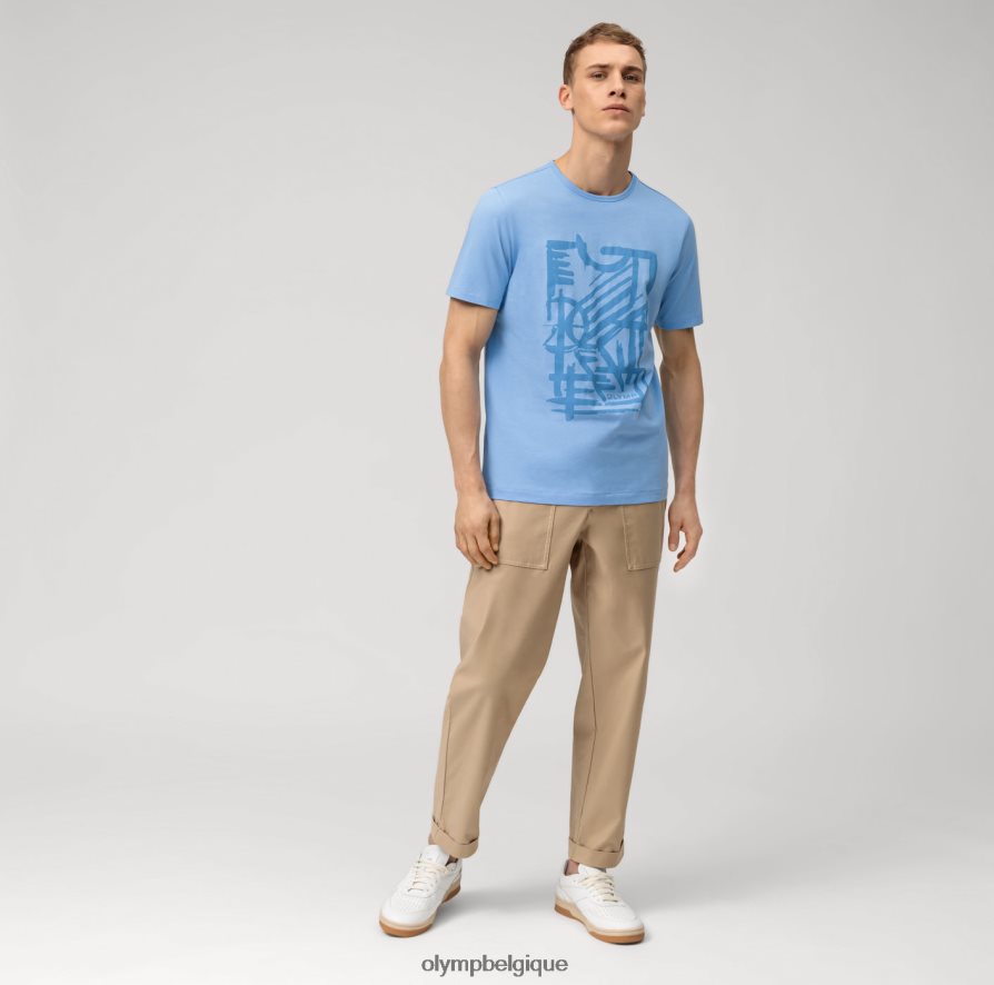 OLYMP FL8P6V2012 vêtements coupe moderne et décontractée, t-shirt, bleu clair