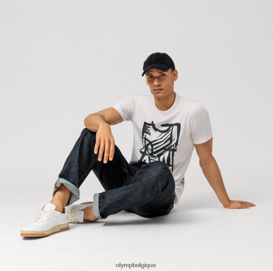 OLYMP FL8P6V2019 vêtements coupe moderne et décontractée, t-shirt, blanc