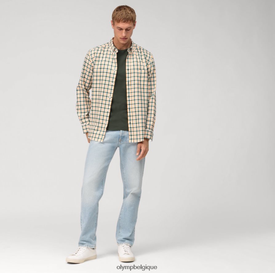 OLYMP FL8P6V2034 vêtements niveau cinq, body fit décontracté, t-shirt, gris vert