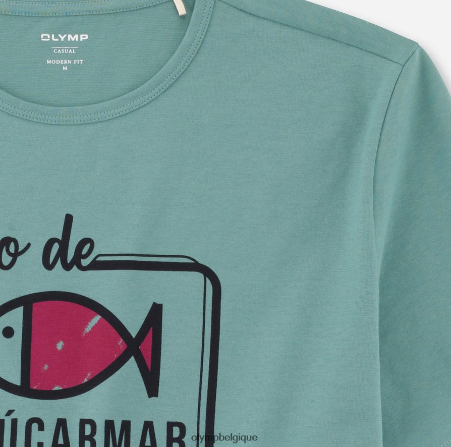 OLYMP FL8P6V2065 vêtements coupe moderne et décontractée, t-shirt, vert cristal