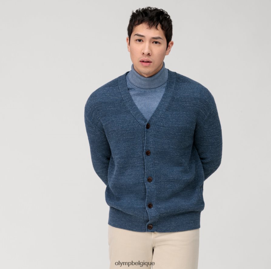 OLYMP FL8P6V1934 vêtements cardigan en tricot décontracté, bleu fumée